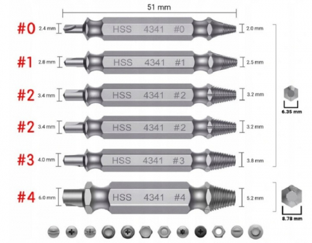Set 6 extractoare suruburi rupte (S10707) [2]