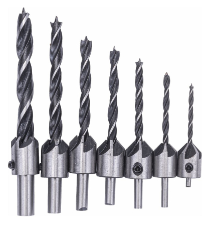 Scule de mana - Set 7 burghie pentru lemn cu adancitor si cheie imbus PM1056 (PM-ZWZP-7T)