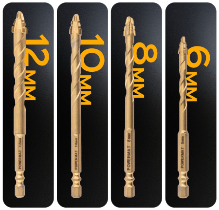 Set 7 burghie pentru sticla si gresie cu varf in cruce HEX 3-12mm PM1462 (PM-ZWSC-7T) [13]