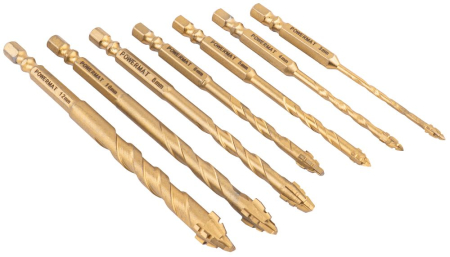 Scule de mana - Set 7 burghie pentru sticla si gresie cu varf in cruce HEX 3-12mm PM1462 (PM-ZWSC-7T)