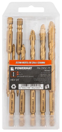 Set 7 burghie pentru sticla si gresie cu varf in cruce HEX 3-12mm PM1462 (PM-ZWSC-7T) [1]