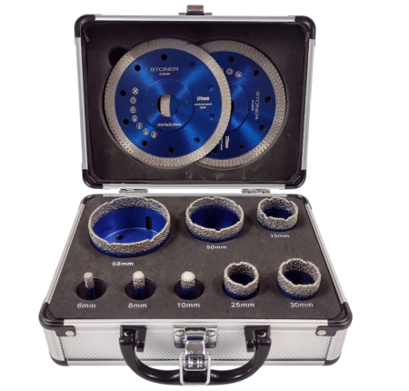 Set 8 carote diamantate M14 6-68 mm pentru gresie si placi ceramice + 2 discuri diamantate 125 mm (S12206) [3]