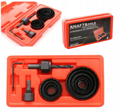 Burghie/freze/carote/dalti/dornuri/cutite strung/punctatoare - Set 8 freze gaurit lemn rigips 19-64mm (KD10278)