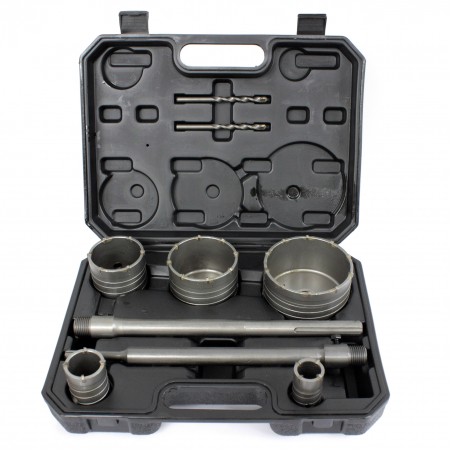 Scule de mana - Set 9 carote cu vidie pentru beton 10-100mm cu adaptor SDS+ SDS Max (S10329)
