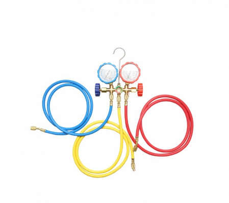 Scule Atelier Auto - Set baterie manometru cu 2 cai pentru agent frigorific cu furtune incluse AC R22 DISEU22 (BK77540)