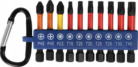 Set biti 1/4" HEX 10 piese PH PZ Torx, otel S2, pentru impact si surubelnita (S11230) [2]