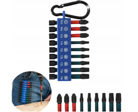 Altele - Set biti 1/4" HEX 10 piese PH PZ Torx, otel S2, pentru impact si surubelnita (S11230)