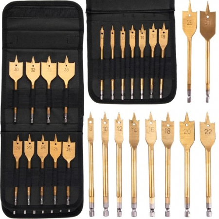 Burghie freze carote dalti dornuri - Set burghie plate 6-38mm 16 piese (S11544)