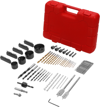 Burghie/freze/carote/dalti/dornuri/cutite strung/punctatoare - Set burghie si biti 103 piese pentru gaurire si insurubare universala (KD5968)
