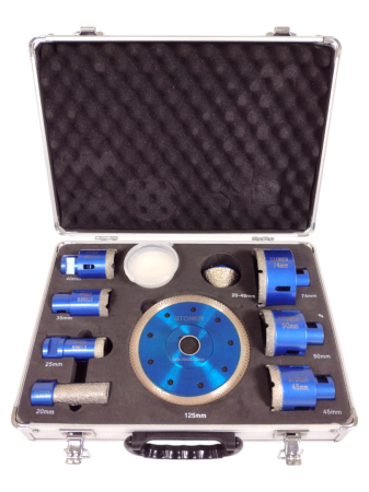 Altele - Set carote diamantate 20-74mm + disc taiere + freza conica 20-48mm piatra gresie faianta beton (S12205)