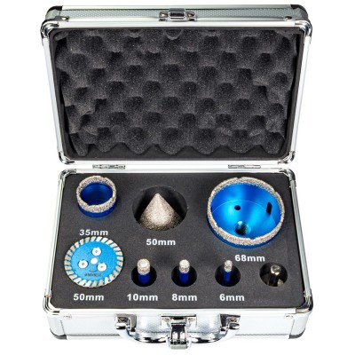Set carote diamantate conice 6-68mm pentru gresie si portelan, cu adaptor si cutie (3337) [5]