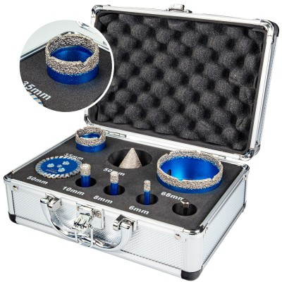 Set carote diamantate conice 6-68mm pentru gresie si portelan, cu adaptor si cutie (3337) [7]