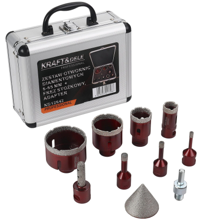 Set carote diamantate piatra gresie faianta beton 6-65mm M14 10piese (KD12642) [3]