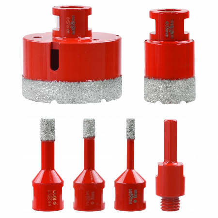 Set carote diamantate piatra gresie faianta beton 6-68mm HEX M14 6piese (CAR668M14-8) [3]