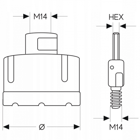 Set carote diamantate piatra gresie faianta beton 6-68mm HEX M14 6piese (CAR668M14-8) [1]