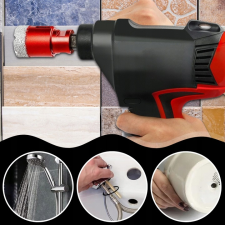 Set carote diamantate piatra gresie faianta beton 6-68mm HEX M14 6piese (CAR668M14-9) [7]