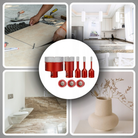 Set carote diamantate piatra gresie faianta beton 6-68mm HEX M14 6piese (CAR668M14-9) [9]