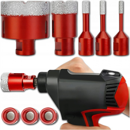 Set carote diamantate piatra gresie faianta beton 6-68mm HEX M14 6piese (CAR668M14-9) [3]