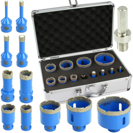 Scule de mana - Set carote diamantate piatra gresie faianta beton 6-68mm M14 11piese (M22598)