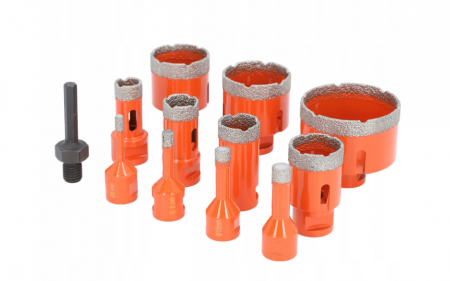 Scule de mana - Set carote diamantate piatra gresie faianta beton 6-68mm M14 12piese (CAR668M14-1)