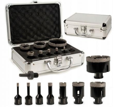 Scule de mana - Set carote diamantate piatra gresie faianta beton 6-68mm M14 12piese (CAR668M14-5)
