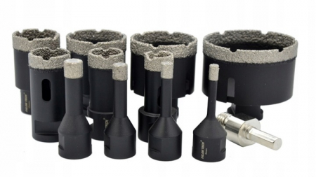 Scule de mana - Set carote diamantate piatra gresie faianta beton 6-68mm M14 12piese (FT11DH)