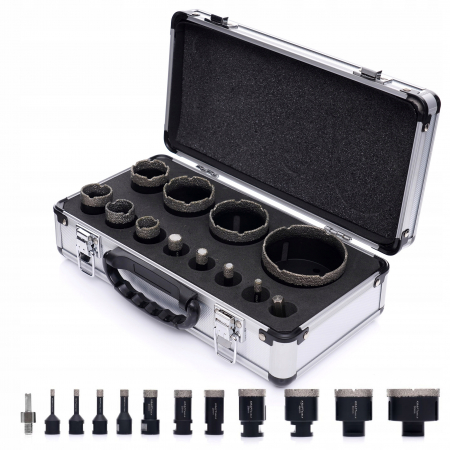 Scule de mana - Set carote diamantate piatra gresie faianta beton 6-68mm M14 12piese (S12202)
