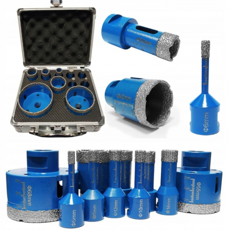 Scule de mana - Set carote diamantate piatra gresie faianta beton 6-68mm M14 12piese (T010021)