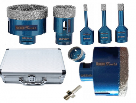 Scule de mana - Set carote diamantate piatra gresie faianta beton 6-68mm M14 6piese (212845)