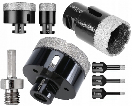 Scule de mana - Set carote diamantate piatra gresie faianta beton 6-68mm M14 6piese (CAR668M14-14)