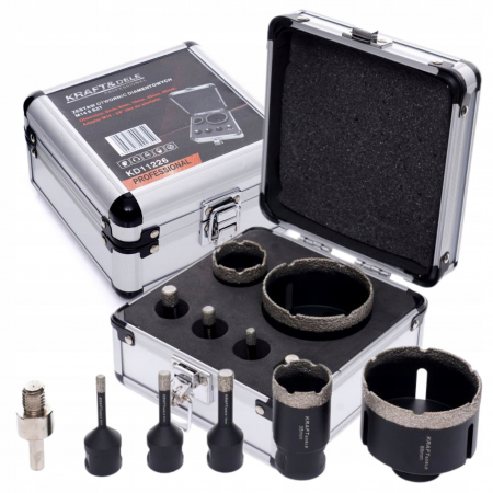 Burghie freze carote dalti dornuri - Set carote diamantate piatra gresie faianta beton 6-68mm M14 6piese (KD11226)