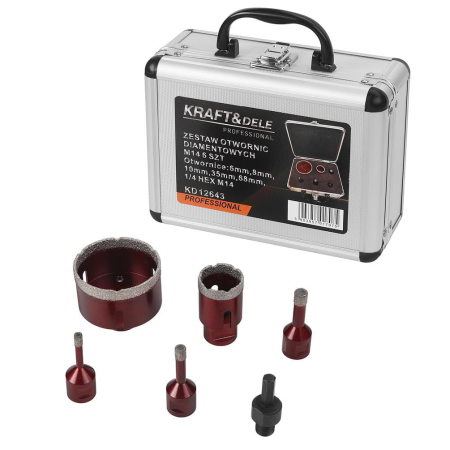 Set carote diamantate piatra gresie faianta beton 6-68mm M14 6piese (KD12643) [3]