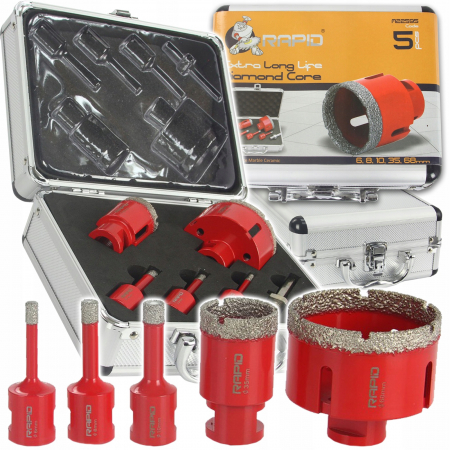 Burghie freze carote dalti dornuri - Set carote diamantate piatra gresie faianta beton 6-68mm M14 6piese (M22595)