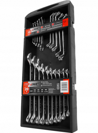 Set chei fixe combinate 6-32mm + fixe furca + inelare cu cot 20piese (V35338) [9]