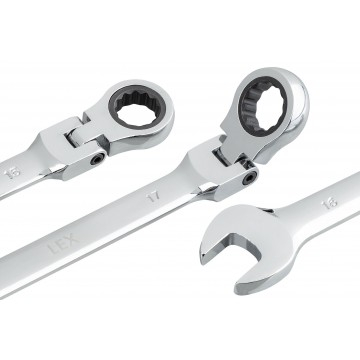 Set chei fixe-combinate cu articulatie si clichet din otel CrV, 8-19 mm, 12 piese, cu valiza (LEX121) [3]