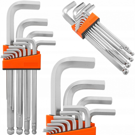 Biti hex/torx/spline - Set chei imbus 2-19mm cu bila si maner 13piese hexagonal (V35506)