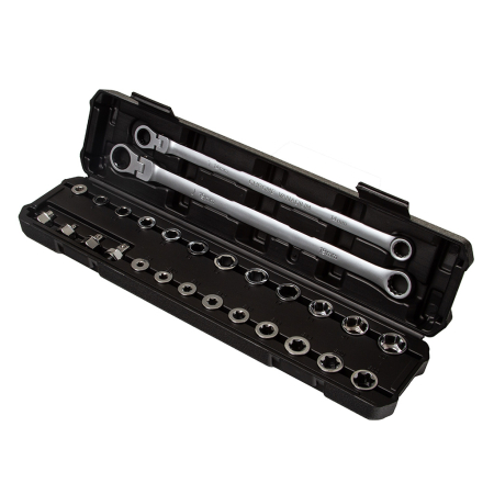 Scule Atelier Auto - Set chei inelare brat lung clichet si biti Torx 27 piese 8-22 mm (M58595)