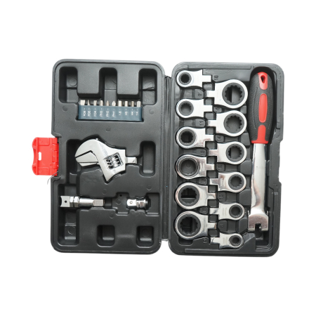 Set chei inelare cu clichet 8-19mm cap detasabil interschimbabil cheie reglabila biti 26 piese (DISTN63) [1]