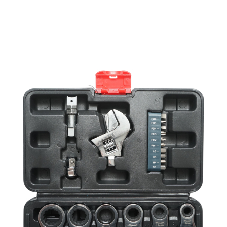 Set chei inelare cu clichet 8-19mm cap detasabil interschimbabil cheie reglabila biti 26 piese (DISTN63) [3]