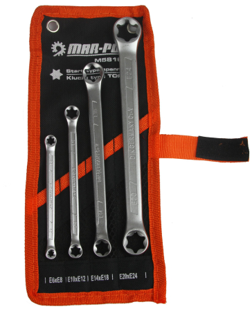 Scule Atelier Auto - Set chei inelare Torx CrV 4 piese 6-24 mm cu suport de depozitare (M58164P)