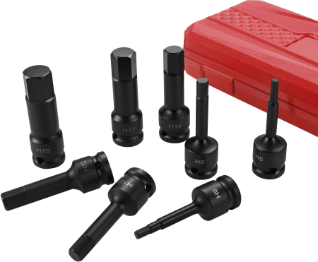 Set chei tubulare impact HEX 1/2 inch 8 piese H5-H19 pentru scule pneumatice si electrice (KD5431) [5]