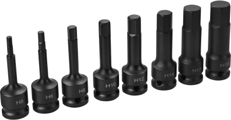 Set chei tubulare impact HEX 1/2 inch 8 piese H5-H19 pentru scule pneumatice si electrice (KD5431) [3]