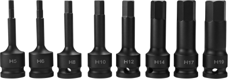 Set chei tubulare impact HEX 1/2 inch 8 piese H5-H19 pentru scule pneumatice si electrice (KD5431) [2]