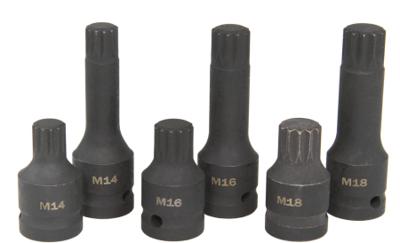 Scule Atelier Auto - Set chei tubulare impact Spline 1/2" M14 M16 M18 6 piese CrMo (M66416)