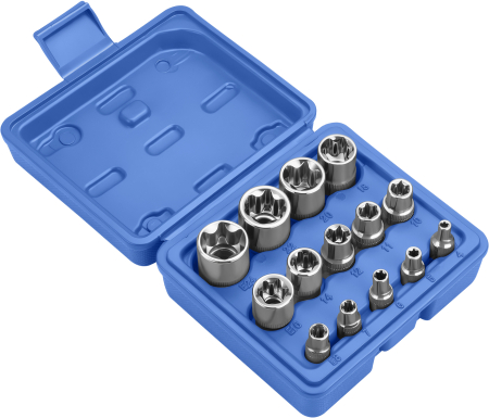 Set chei tubulare TORX 14 piese 1/4" 3/8" 1/2" 4-24mm in valiza pentru service auto si mecanica (KD10335) [2]