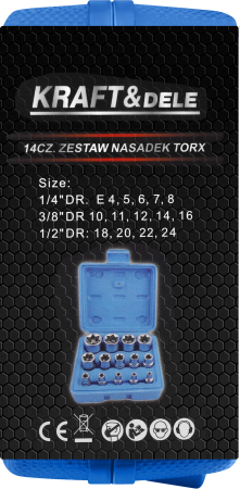 Set chei tubulare TORX 14 piese 1/4" 3/8" 1/2" 4-24mm in valiza pentru service auto si mecanica (KD10335) [20]