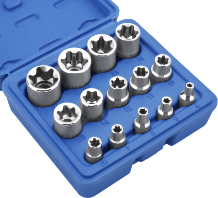 Set chei tubulare TORX 14 piese 1/4" 3/8" 1/2" 4-24mm in valiza pentru service auto si mecanica (KD10335) [3]
