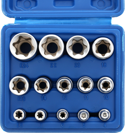 Set chei tubulare TORX 14 piese 1/4" 3/8" 1/2" 4-24mm in valiza pentru service auto si mecanica (KD10335) [7]