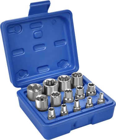 Tubulare speciale - Set chei tubulare TORX 14 piese 1/4" 3/8" 1/2" 4-24mm in valiza pentru service auto si mecanica (KD10335)