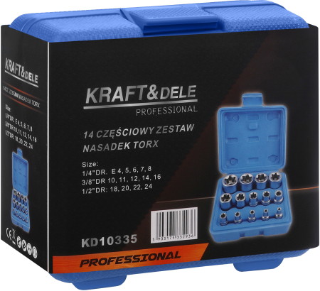 Set chei tubulare TORX 14 piese 1/4" 3/8" 1/2" 4-24mm in valiza pentru service auto si mecanica (KD10335) [18]